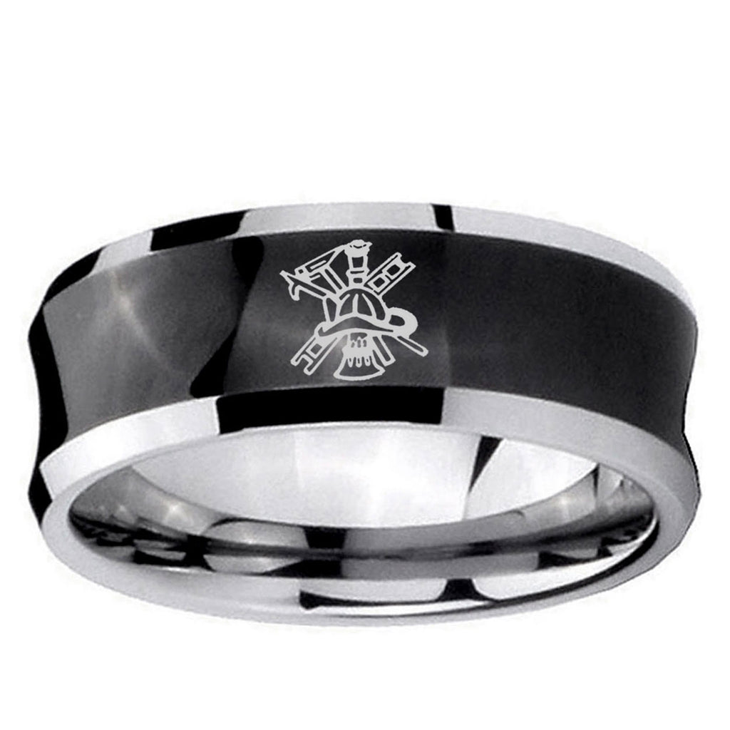 5MMFireman Concave Black Tungsten Wedding Engagement Ring