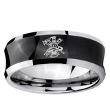 10mm Fireman Concave Black Tungsten Ring