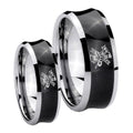 Fireman Concave Black Tungsten His Hers Ring Set
