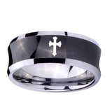 10mm-Flat-Christian-Cross-Concave-Black-Tungsten-Wedding-Engagement-Ring