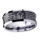 10mm-Bible-Lord's-Prayer-Cross-Concave-Black-Tungsten-Carbide-Men's-Engagement-Band