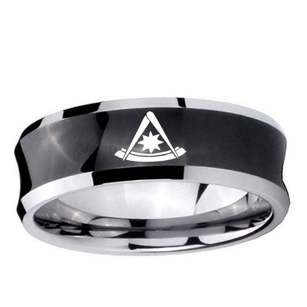 5MMPester Master Masonic Concave Black Tungsten Wedding Ring