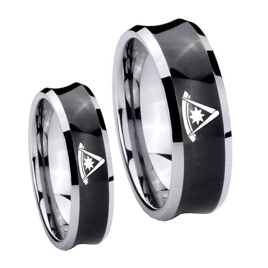 Pester Master Masonic Concave Black Tungsten Mens Set Ring