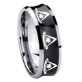 8MM Multiple Pester Master Masonic Concave Black Tungsten Ring