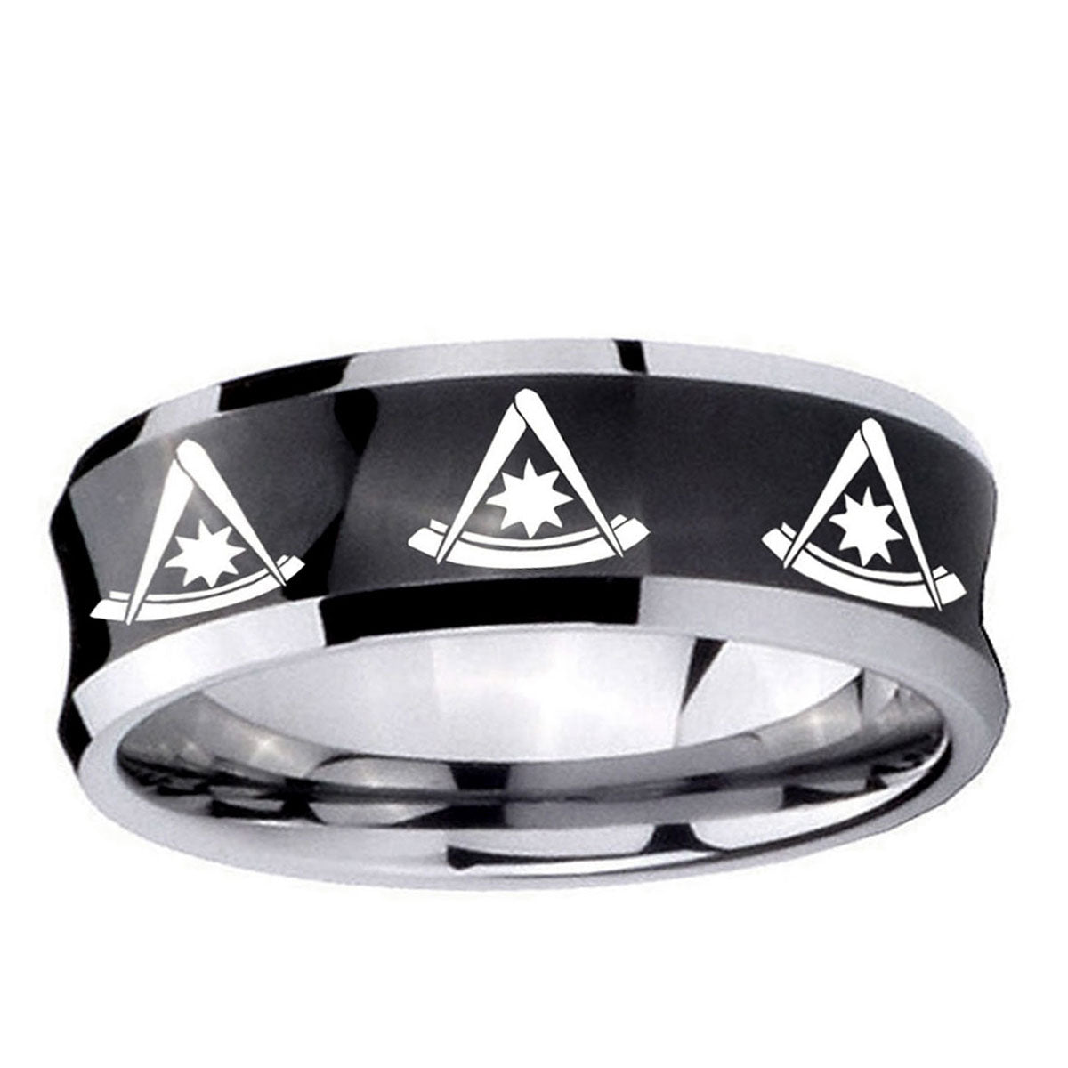 5MMMultiple Pester Master Masonic Concave Black Tungsten Ring