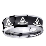 10mm Multiple Pester Master Masonic Concave Black Tungsten Ring