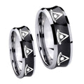Multiple Pester Master Masonic Concave Black Tungsten His and Hers