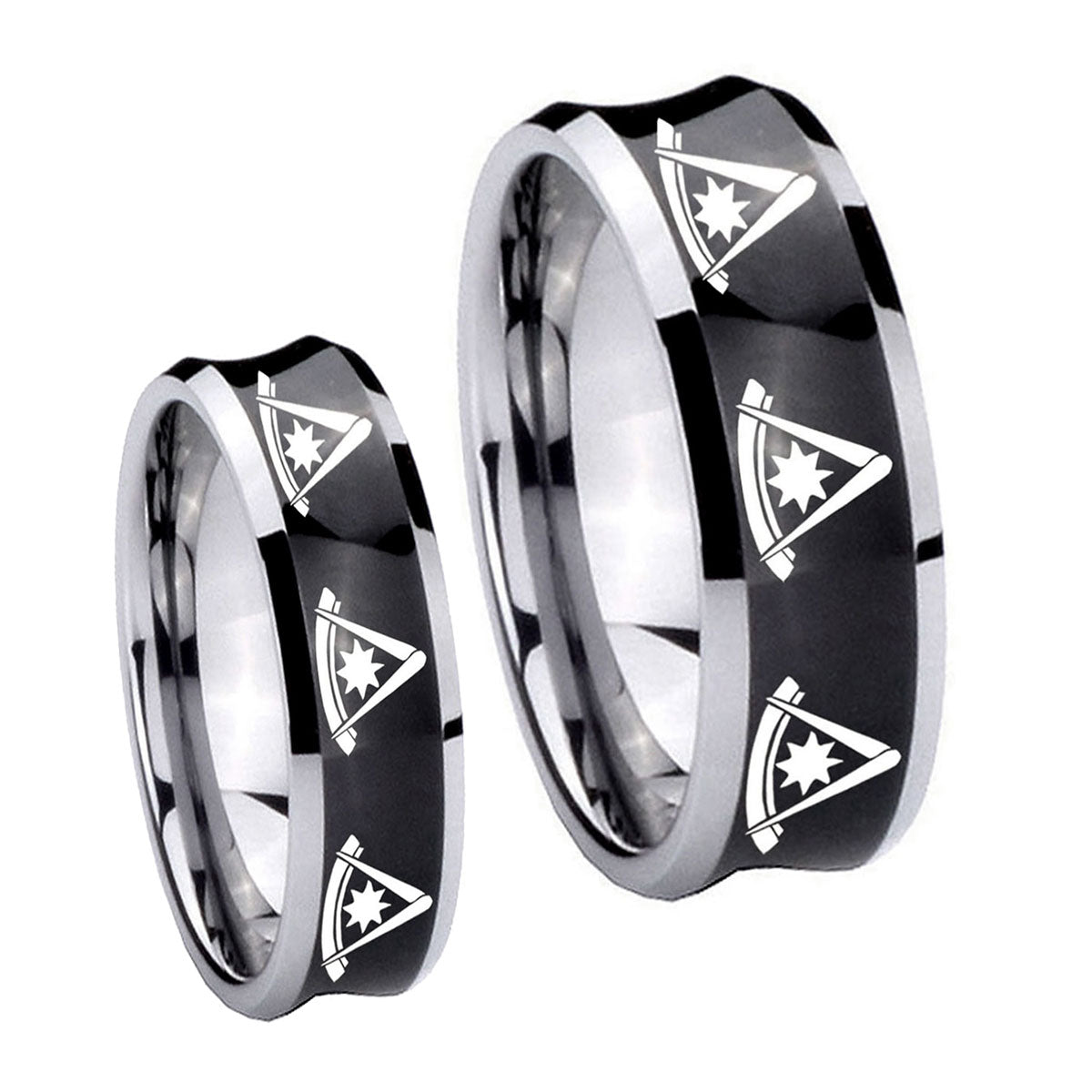 Multiple Pester Master Masonic Concave Black Tungsten His and Hers