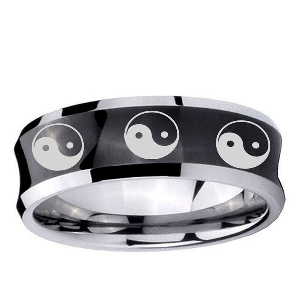 5MMMultiple Yin Yang Concave Black Tungsten Wedding Ring