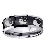 5, 8mm Multiple Yin Yang Concave Black Tungsten Ring