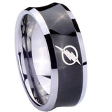 8mm Flash Concave Black Mens Wide Wedding Bands