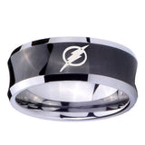 5, 8mm Flash Concave Black Mens Wide Wedding Bands