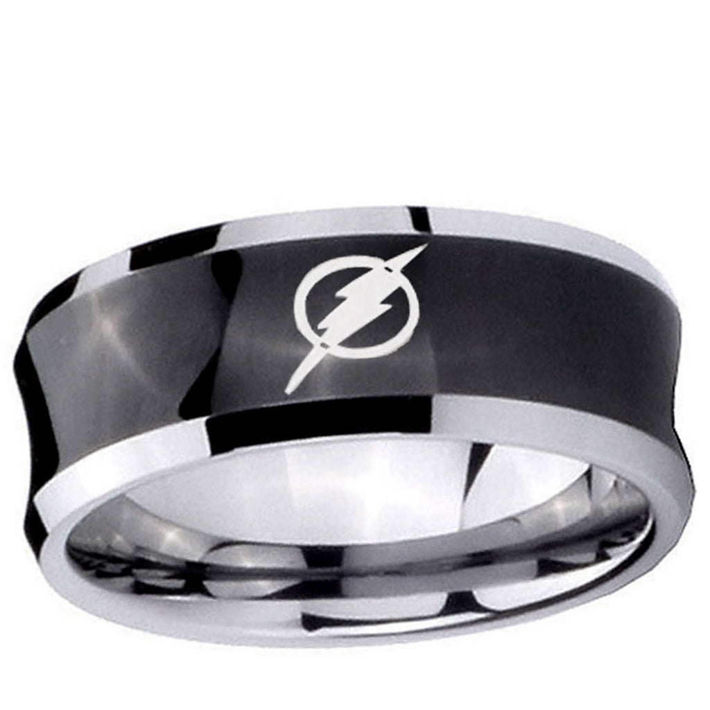5MMFlash Concave Black Mens Wide Wedding Bands