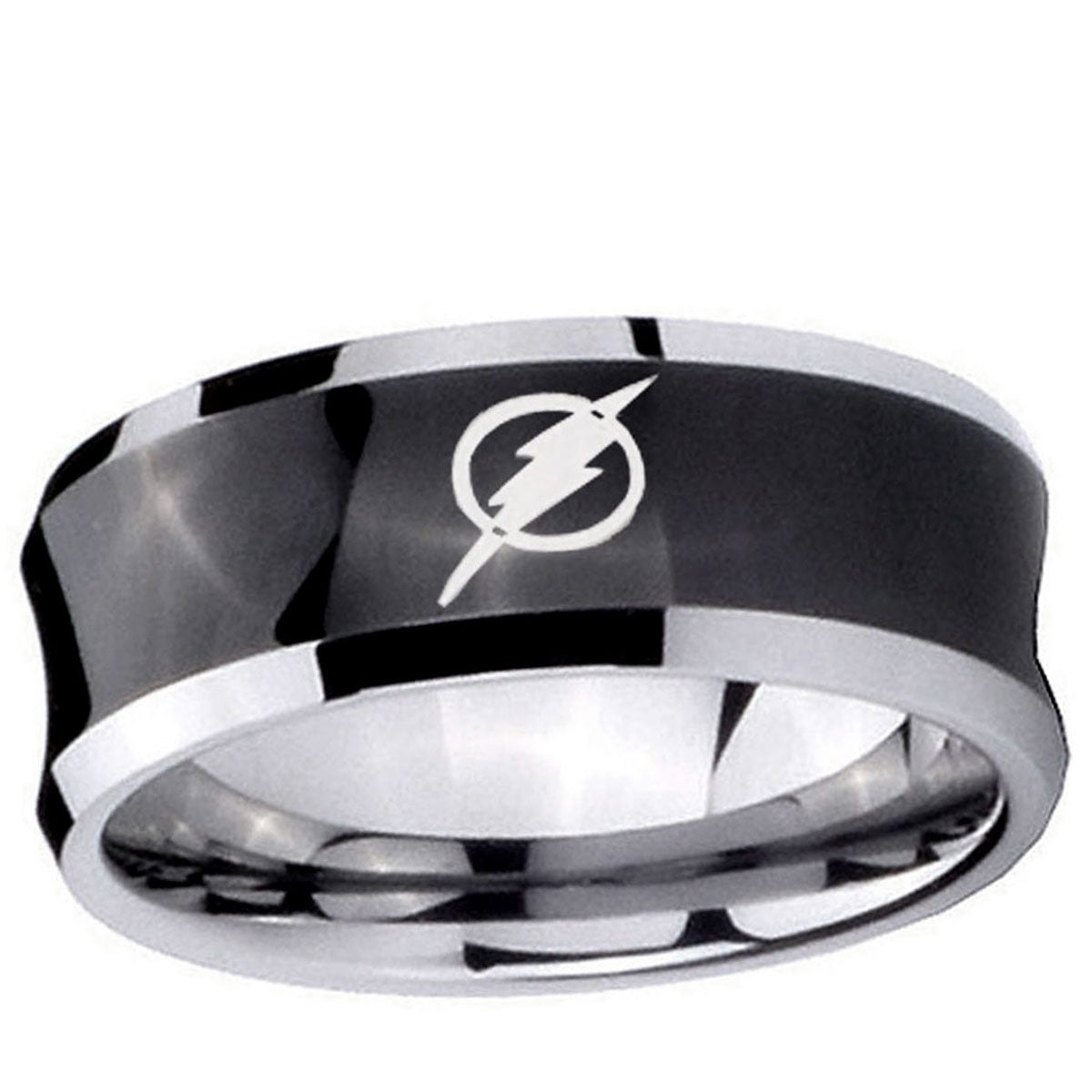 5MMFlash Concave Black Mens Wide Wedding Bands