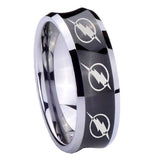 8mm Multiple Flash Concave Black Mens Tungsten Wedding Ring