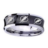 5, 8mm Multiple Flash Concave Black Mens Tungsten Wedding Ring