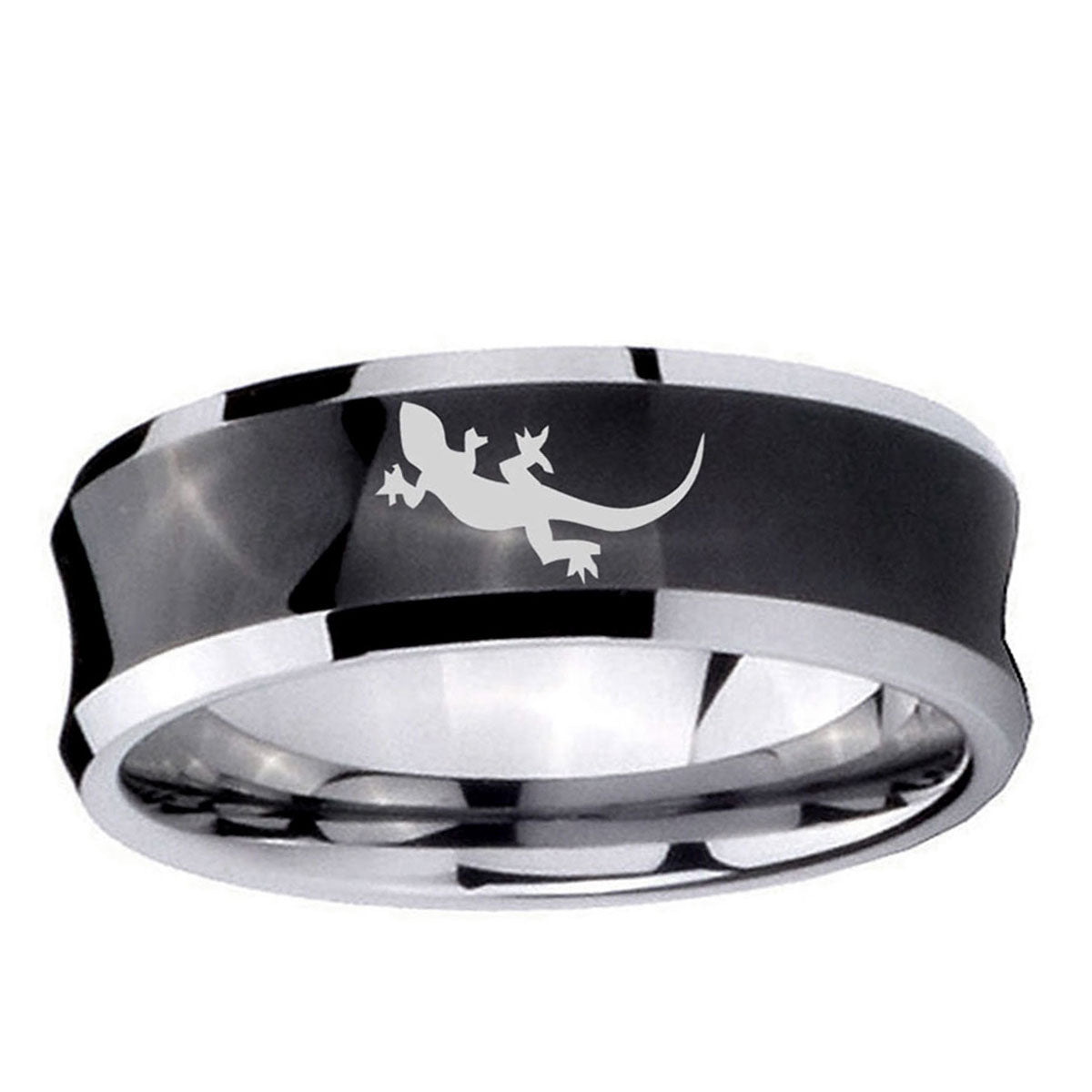 5MMLizard Concave Black Tungsten Carbide Men's Wedding Ring