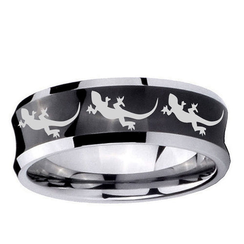 10mm Multiple Lizard Concave Black Tungsten Ring