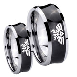 His Hers Zelda Skyward Sword Concave Black Tungsten Mens Anniversary Ring Set