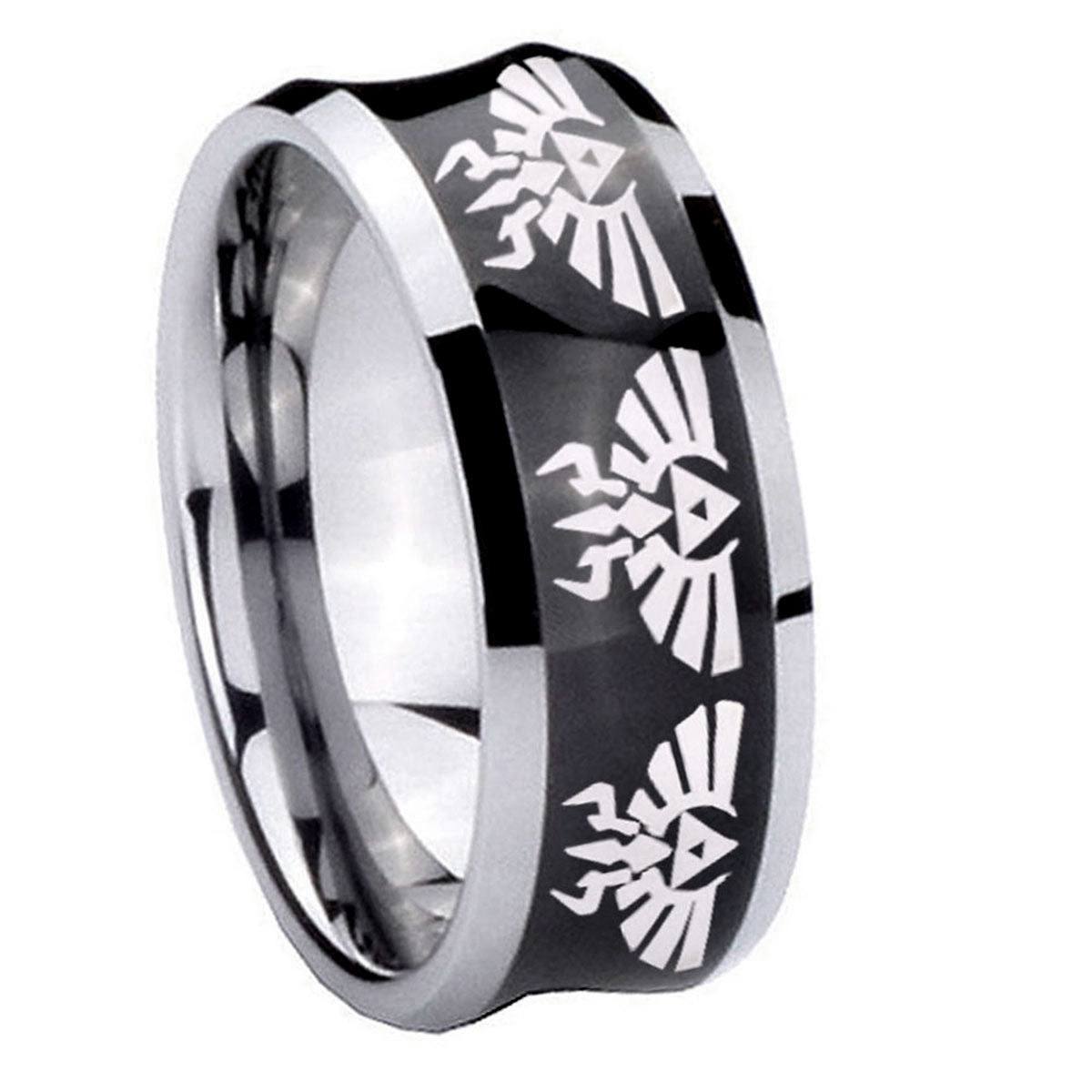 8MM Multiple Zelda Skyward Sword Concave Black Tungsten Ring