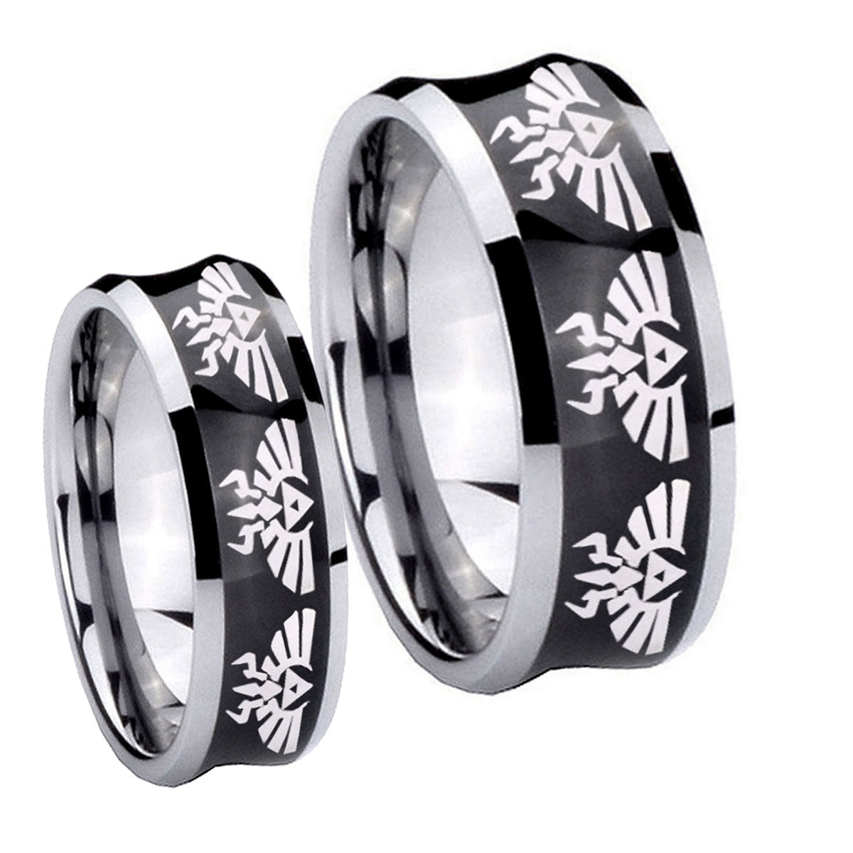 Multiple Zelda Skyward Sword Concave Black Tungsten Couple Wedding Bands