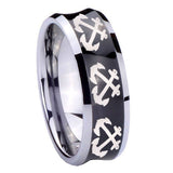 10mm-Multiple-Anchor-Concave-Black-Tungsten-Carbide-Mens-Bands-Ring