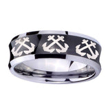 10mm-Multiple-Anchor-Concave-Black-Tungsten-Carbide-Mens-Bands-Ring