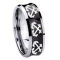 8MM Multiple Anchor Concave Black Tungsten Anniversary Ring