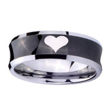 10mm-Heart-Concave-Black-Tungsten-Carbide-Wedding-Engraving-Ring