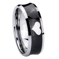 8MM Heart Concave Black Tungsten Carbide Mens Ring Personalized