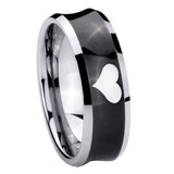 10mm Heart Concave Black Tungsten Carbide Wedding Engraving Ring
