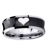 5, 8mm Heart Concave Black Tungsten Ring
