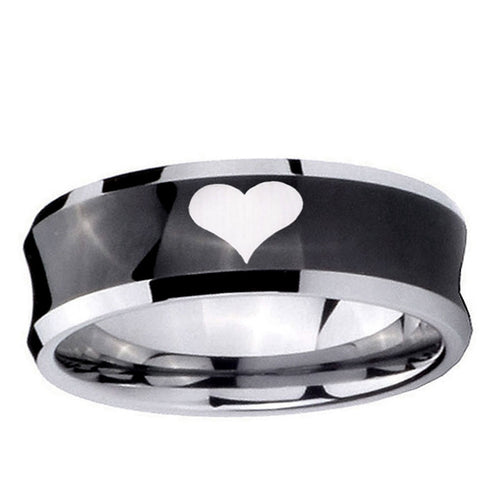 10mm Heart Concave BlackTungsten Ring