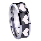 10mm-Multiple-Heart-Concave-Black-Tungsten-Carbide-Men's-Ring