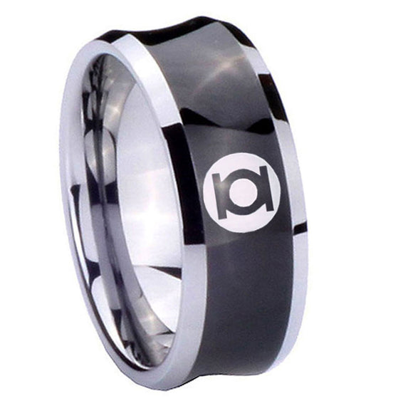 8mm Green Lantern Concave Black Rings For Men Fashion