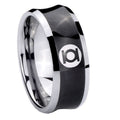 8MM Green Lantern Concave Black Rings For Men Fashion