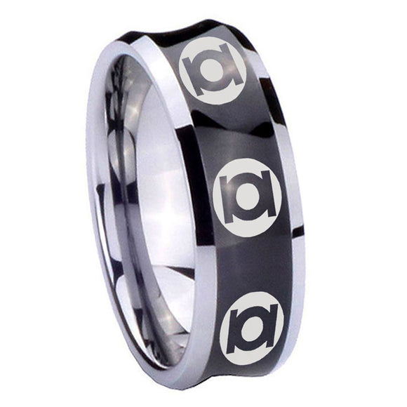8mm Multiple Green Lantern Concave Black Forever Wedding Rings