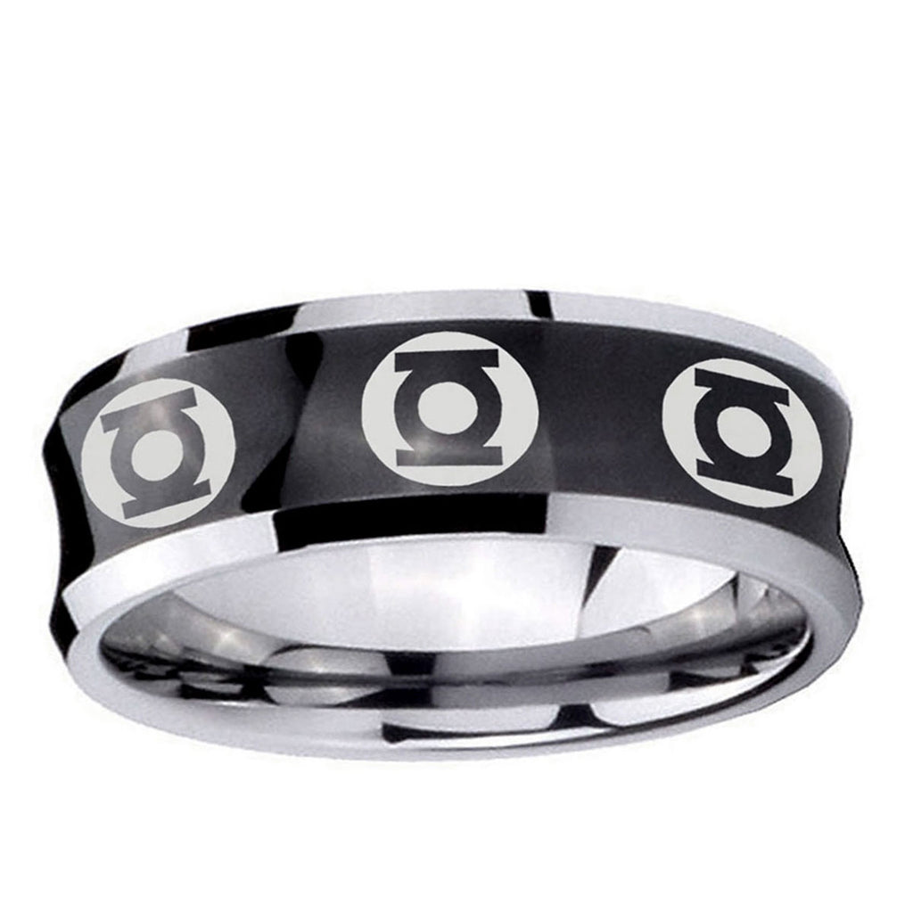 5MMMultiple Green Lantern Concave Black Forever Wedding Rings
