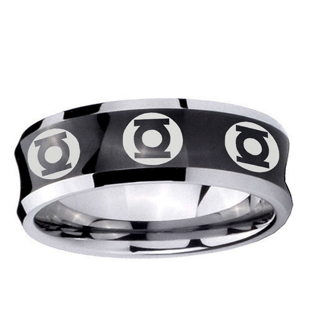 5MMMultiple Green Lantern Concave Black Forever Wedding Rings