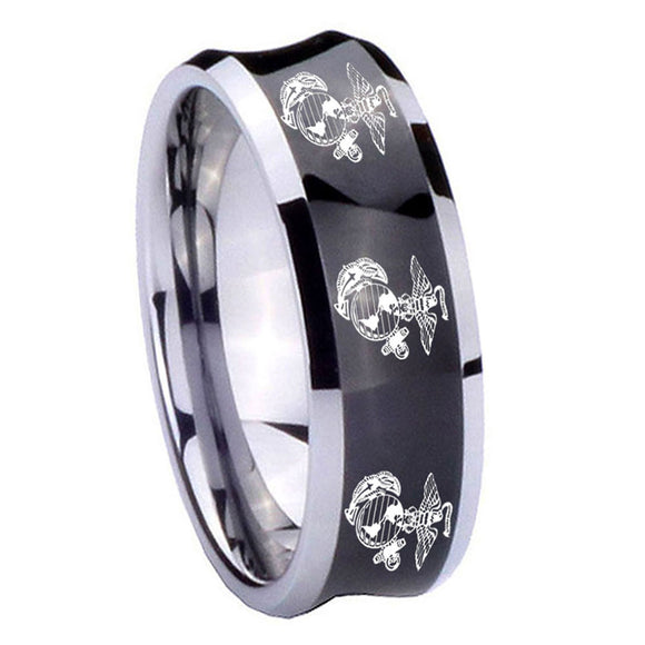 8mm-Multiple-Marine-Concave-Black-Tungsten-Carbide-Bands-Ring