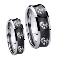 Multiple Marine Concave Black Tungsten Couple Wedding Rings