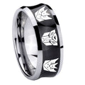 8MM Transformers Autobot Decepticon Concave Black Tungsten Ring