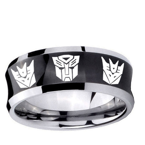 10mm Transformers Autobot Decepticon Concave Black Tungsten Ring