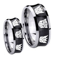 Transformers Autobot Decepticon Concave Black Tungsten Wedding Ring Set
