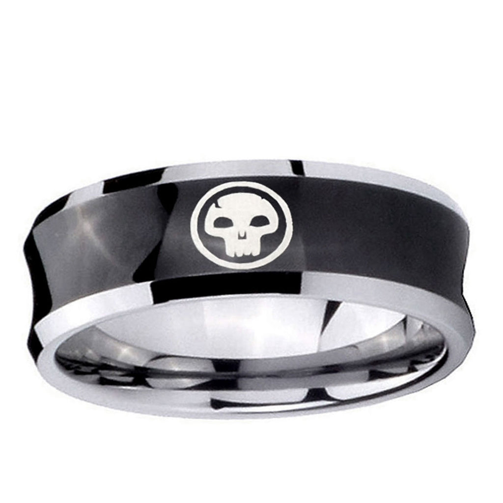 5MMSkull Concave Black Tungsten Carbide Wedding Engraving Ring