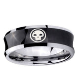 10mm Skull Concave Black Tungsten Ring