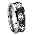 8MM Multiple Skull Concave Black Tungsten Custom Ring for Men
