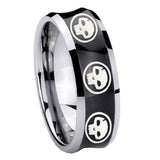 10mm Multiple Skull Concave Black Tungsten Carbide Men's Engagement Band