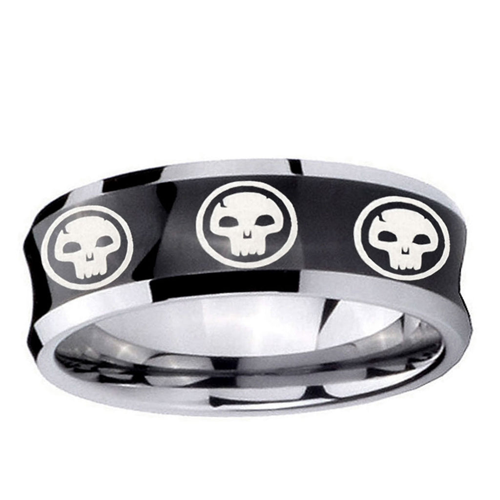 5MMMultiple Skull Concave Black Tungsten Custom Ring for Men
