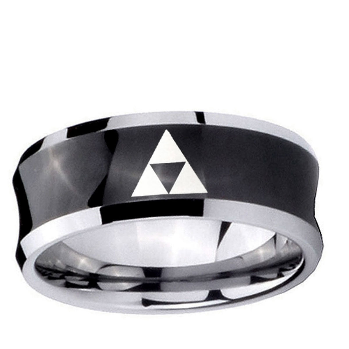5MMZelda Triforce Concave Black Tungsten Carbide Promise Ring